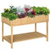 Elevated Natural Garden Plant Stand Outdoor Flower Bed 8 Grid Box w/ Storage