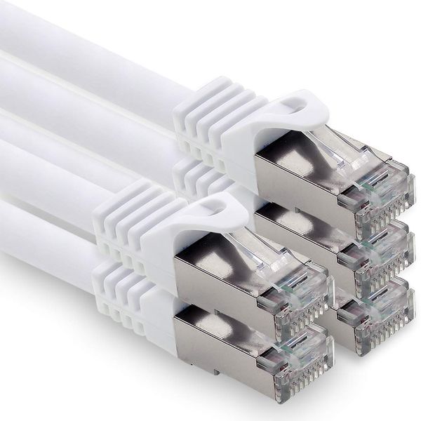 1.5m - white - 5 pieces CAT.7 computer Ethernet cable network cable (raw cable) patch cable S-FTP LSZH PIMF 10GB s RJ45 plug Cat6a