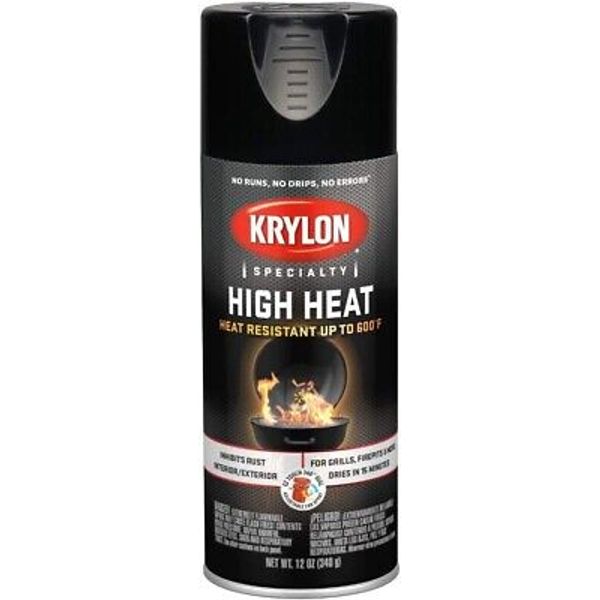 2 Pack Krylon High Heat Spray Paint 12 Oz Satin Black Grill or Engine 600 Degree