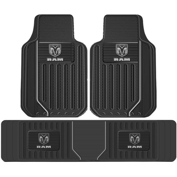 Plasticolor Dodge Ram Gray Front Rear Runner Heavy Duty Rubber Floor Mats Set Universal