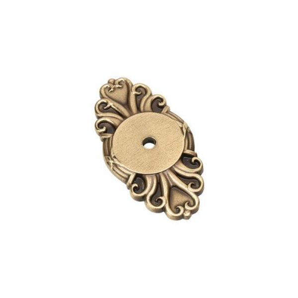Emtek 86293US7 Ribbon & Reed Brass 2 1/2" Backplate for Knobs - French Antique
