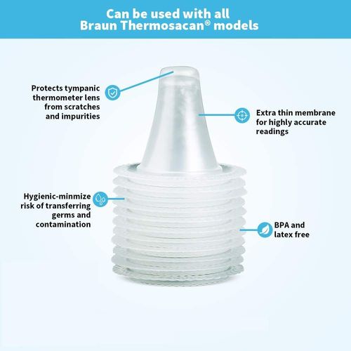 100x Ear Thermometer Probe Covers, Refill Caps Lens Filters for All Braun Thermometer Models and Other Types of Digital Thermometers Disposable Covers