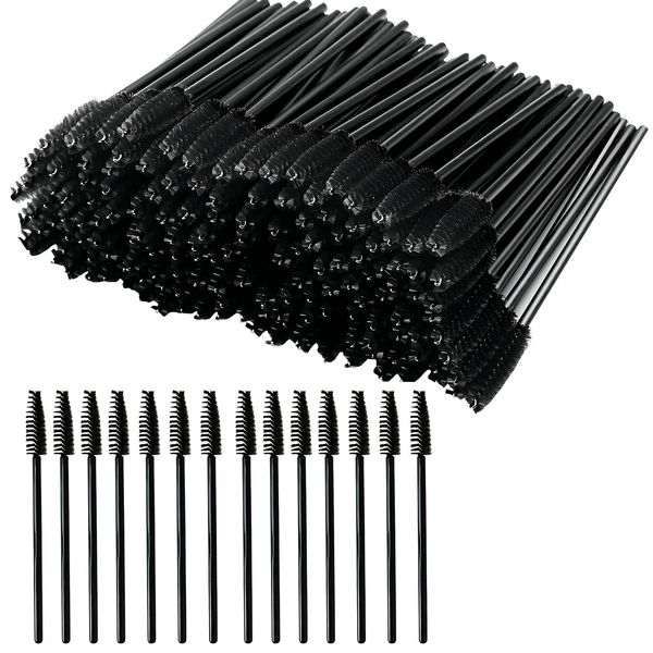 Bailinks 100 Stück Einweg-Wimpernbürsten, Schwarze Einweg-Mascara Zauberstäbe, Augenbrauenbürste, Wimpernkamm für Wimpern, Augenbrauen, Wimpernverlängerung, Make-up-Pinsel-Werkzeug-Kits