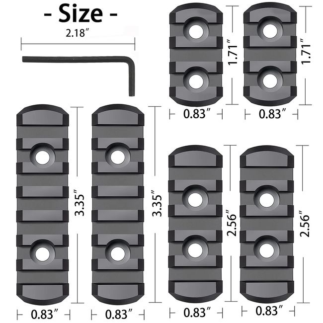 Polymer Picatinny Accessory Rail Single Picatinny Rail, 3 3 5 5 7 7 Slots Black