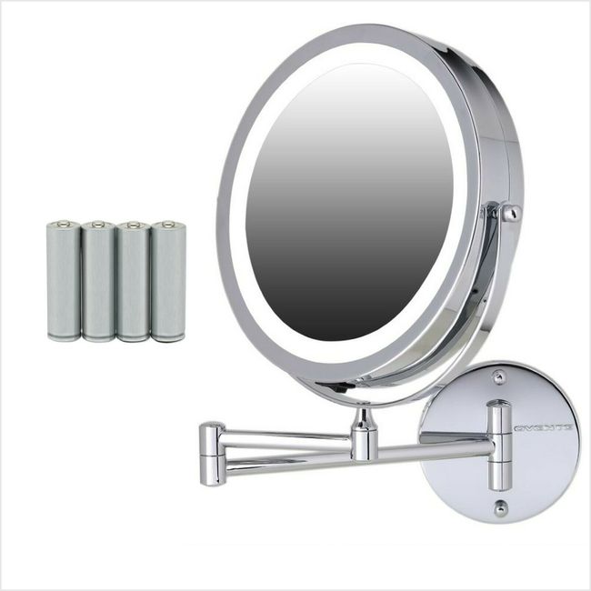 Ovente Wall Mounted Vanity Mirror 8.5 Inch 10X Magnification Chrome MFW85CH1X10X