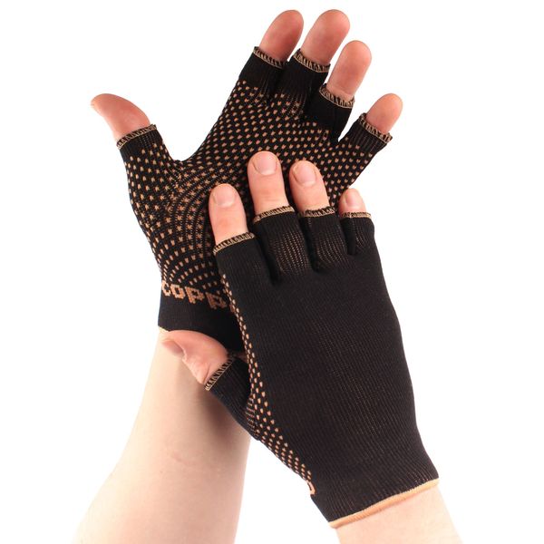 BambooMN Copper Compression Gloves - Black Copper - Small/Medium - 2 Right Gloves