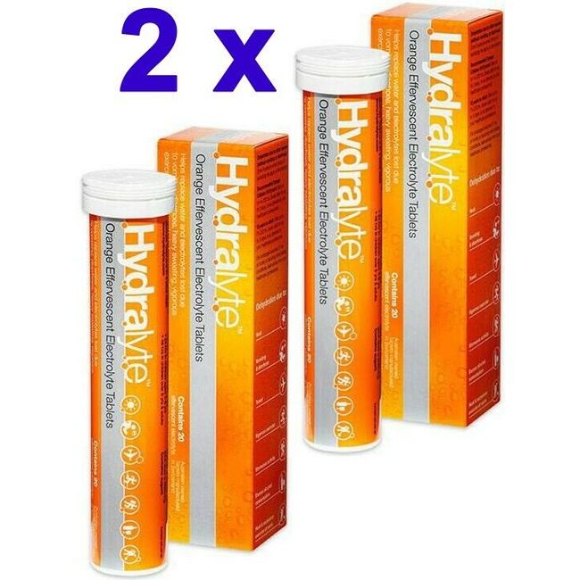 2 x Hydralyte Electrolyte Effervescent Tablets 20 - Orange