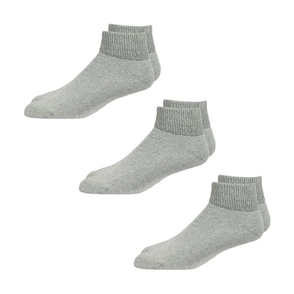 Overt Diabetic Cotton Blend Ankle Socks for Optimal Circulatory Flow, Gray