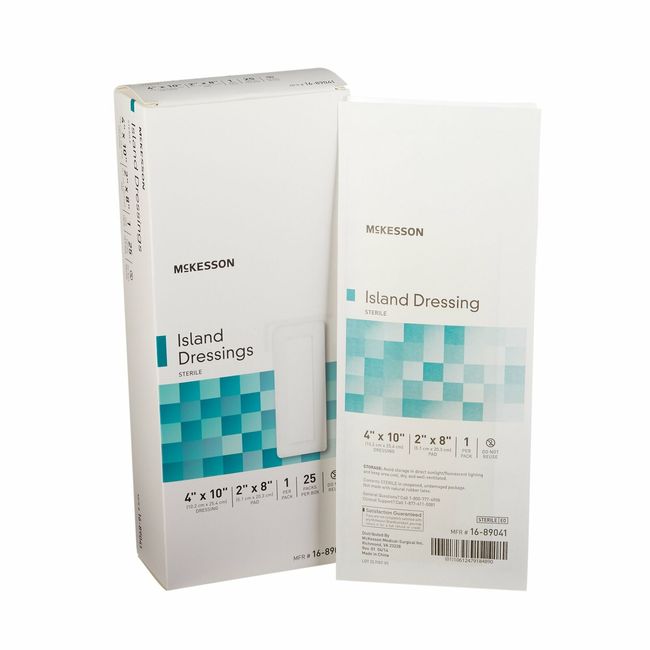 25 McKesson Adhesive Island Dressing Rectangle 4X10 Polypropylene Rayon 16-89041