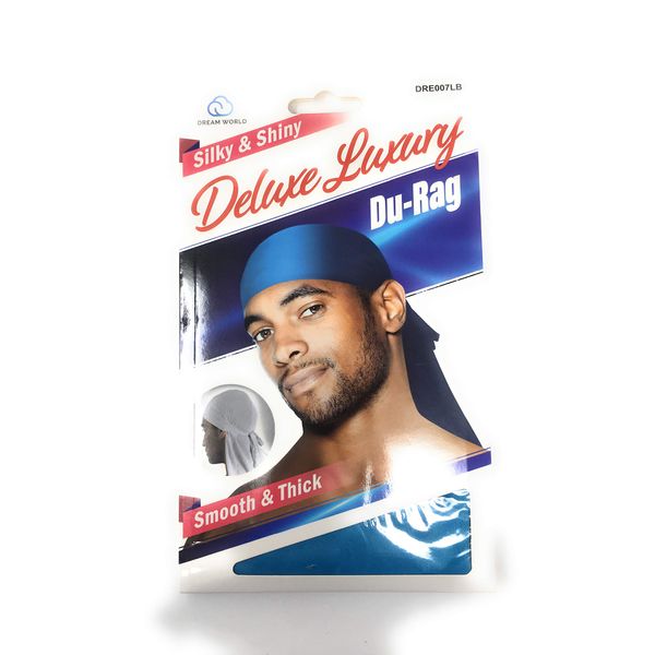 Dream Deluxe Du-Rag Light Blue Smooth & Thick, Stretchable, Wrinkle Free, 100% Polyester