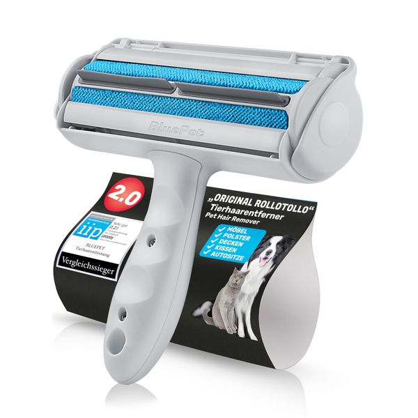 BluePet "RolloTollo Tierhaarentferner - Wiederverwendbare Fusselrolle - Tierhaare, Katzenhaare, Hundehaare entfernen - Abwaschbar, Wiederverwendbar - Lint Remover