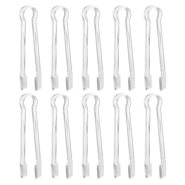 ASTER 10 Pieces Mini Plastic Buffet Serving Tong, Small Buffet Serving Tongs Set Clear Kitchen Tongs for Buffet Party Appetizers Dessert (6.3Inch)