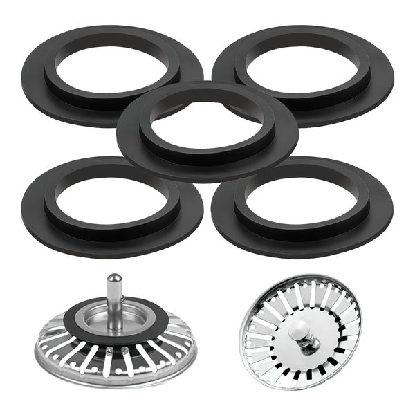 5PCS Sink Plug Rubber Seal O-Rings Washers Gasket Pop Up Basin Sink Waste Fitting for Basket Strainer 78 79 80 82 83mm Kitchen Drain Sealing Universal Replacement Accessories