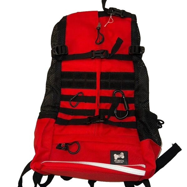 NWT Mobdog Pet Carrier Backpack Red black 18" deep 5" wide 9" length outdoors