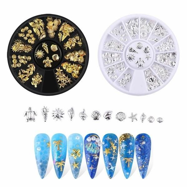 Nail Art Sea Shell Starfish Metal Zing Stud Set of 2 (WBE7AA9)