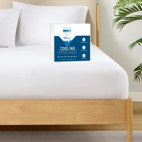 Degrees of Comfort Coolmax Fitted Sheet Only, Queen Size Bed Soft Sheets for Hot Sleepers, up to 15" Deep Pocket, All Around Elastic, Fade and Stain Resistant, White 1 Piece (60 x 80 Inch)