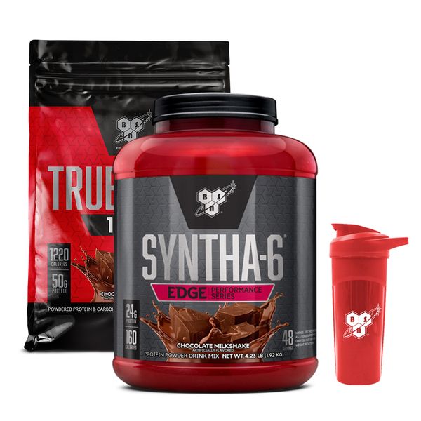 [+Shaker] Syntha6 Edge 1.92kg Choco + BSN True Mass 1200 4.71kg Choco / Complex Protein Syntha6 Isolated Whey Protein Gainer