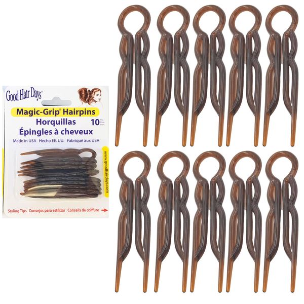 Magic Grip Hair Pins Set of 10 by Good Hair Days Color: Shell by Good Hair Days