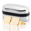 Personalised Gold Rectangular Cufflinks In Chrome Case - Engraved With Your Custom Text