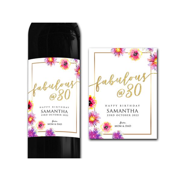 Personalised Birthday Wine Bottle Label, Any Wording and Occasion, Custom Peel and Stick