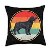 Vintage Retro Sunset Flat-Coated Retriever Dog Throw Pillow