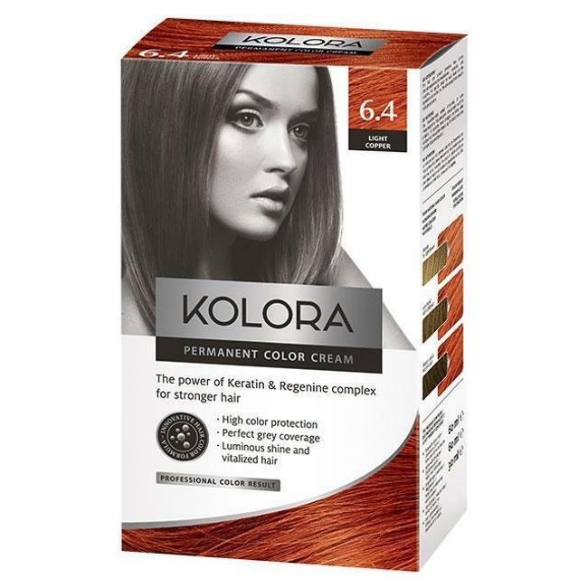 Kolora, Permanent Hair Color, 6.4 Light Copper/2pack