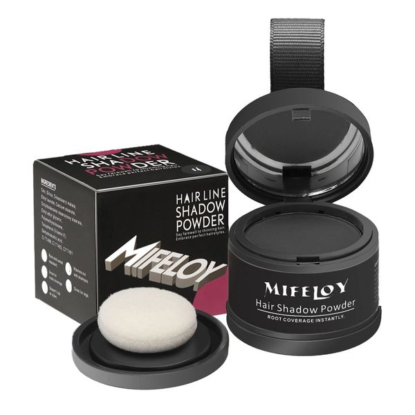 MIFELOY Root Cover Up Powder, Touch Up Hair Color for Grey, Roots Concealer for Eyebrow & Beard Line, Roots Coverage Powder for Thinning Grays Hairline, Instantly Conceals Hair Loss, Dark Gray