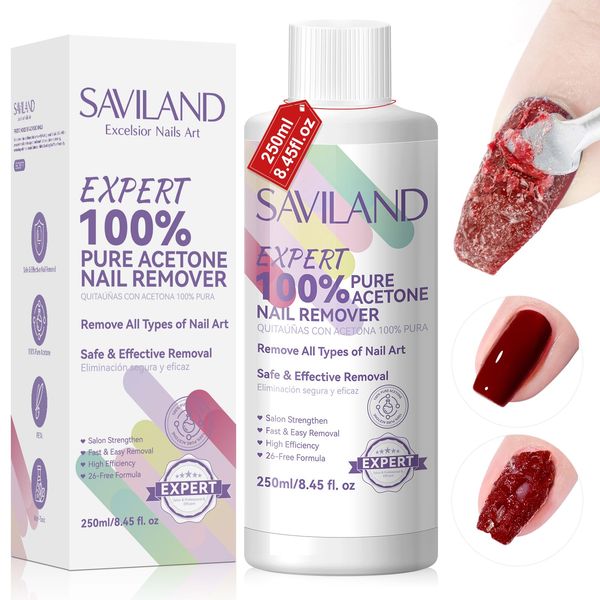 SAVILAND Nail Polish Remover: 250 ML Effective Nail Polish Remover Safe & Gentle Gel Remover for Nails for All Nail Art Enthusiasts Nails Removal Expert Level Nail Care Home Travel Use