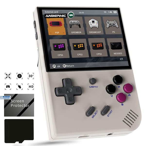 RG35XX Plus Linux Handheld Game Console 3.5'' IPS Screen, 35xx Plus with a 64G Card Pre-Loaded 6900 Games, RG35XX Plus Supports 5G WiFi Bluetooth HDMI and TV Output 3300mAh Battery