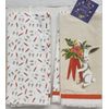 2 DIFFERENT COTTON KITCHEN TOWELS (18"x28") EASTER, BUNNY WITH FLOWERS & CARROTS