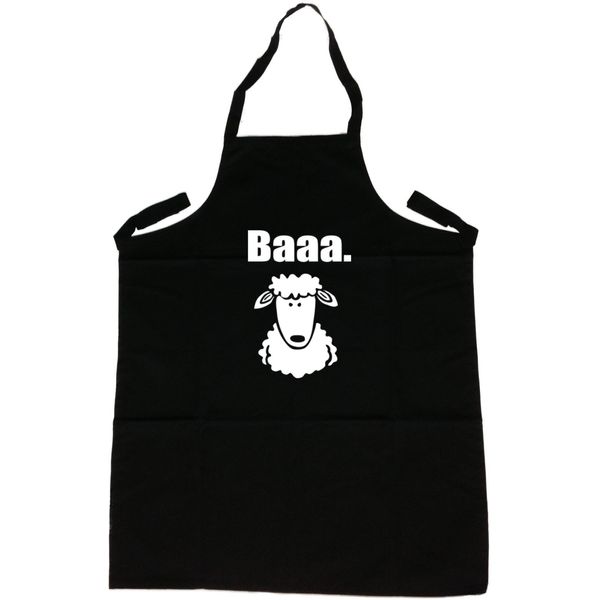 Baa Sheep Funny Black Apron (White Print)