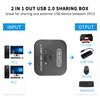 RIIEYOCA USB 2.0 Sharing Switch USB 2.0 Peripheral Switching Adapter Box,2 Devices Shared 1 Printer Scanner USB Device Hub