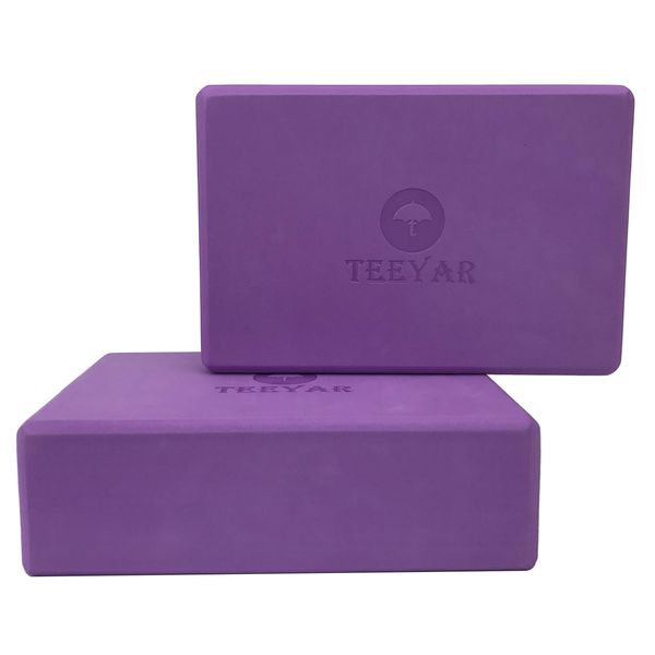 TEEYAR Yoga Blocks Set of 2 3 Size 23 x 15 x 7.4/7.6cm (High Density) and Large 9.1 x 5.9 x 3.9 inches (23 x 15 x 10 cm) (Medium Density) All 30 Colors Beginner/Advanced Yoga Block Set (2.8 Inch