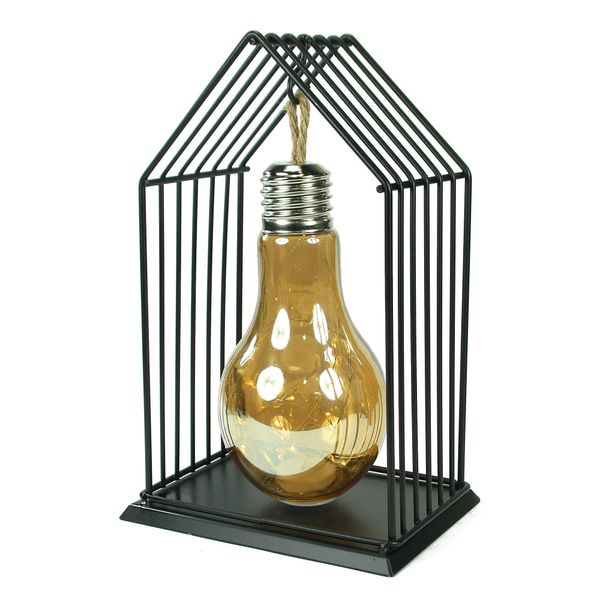 Essential Décor & Beyond LED Bulb Metal Lantern, Black