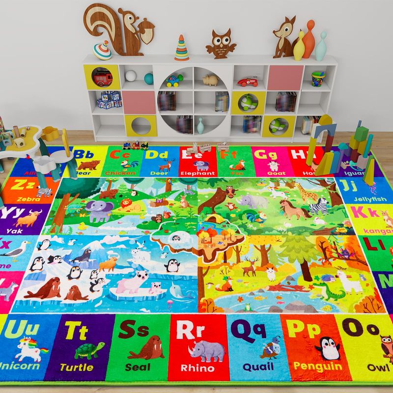 ABC Kids Rug for Playroom,59"×39.4" Animals Baby Play Mat,Toddler ...