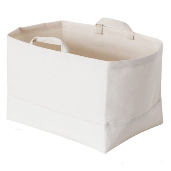 Lanzoub Storage Basket with Handle, Canvas, Rectangular Storage Basket, Freestanding, Folding Basket, Laundry Hamper, Storage Basket, Clothes Storage Basket, Storage for Small