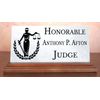 Judge Nameplate Gift - Solid Marble & Hardwood - Judicial Appointments or Promot
