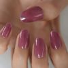 Romantic Nail Tips False Nail Press Long Coffin Women Medium Oval Nail Art Round Fake Tips Dreamy Violet Solid Color Daily Office Wear-84