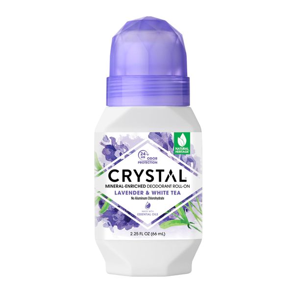 Crystal essence Deodorant Roll-On, Lavender and White Tea 2.25 fl. oz