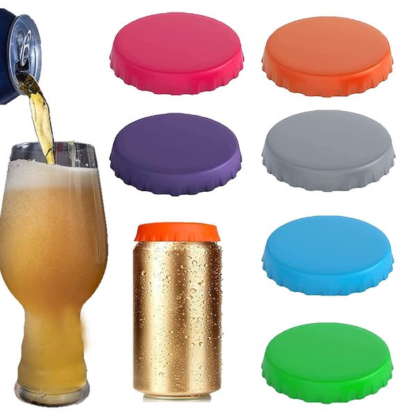 6 Pack Silicone Soda Can Lids,Reusable Beer Coke Can Covers Spill-Proof Food Grade Can Tops,Keeps It Fizzy,for Standard Size Cans Soda/Beer/Energy Drink/Juice/Coke…