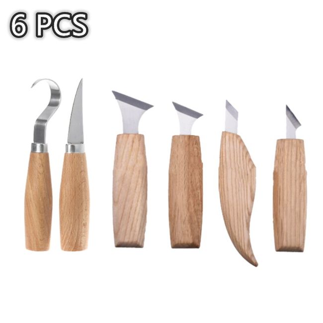 1pcs/2pcs New Stainless Steel Woodcarving Cutter Woodwork Sculptural DIY  Wood Handle Spoon Carving Knife Woodcut Tools Kit