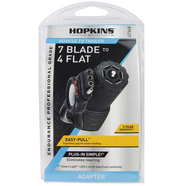 Hopkins Towing Solutions 47348 Endurance Easy-Pull LED Test 7 Blade to 4 Flat Flex Adapter