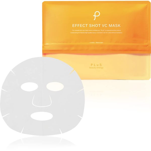 PLuS Pack Effect Shot VC Mask (Pack of 12 / 4 Vitamin C Derivatives, Lotion), Sheet Mask, Pore Care, Dullness Care, High Adhesion, Made in Japan