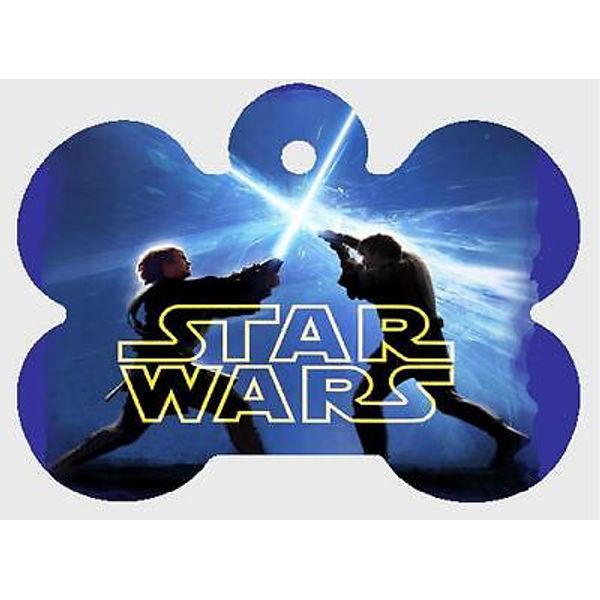 STAR WARS PET ID TAG Personalized  Light Sabres Custom Any Name Printed 2 Sides