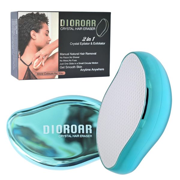 DIOROAR Crystal Hair Eraser,Upgrade Crystal Hair Remover,Physical Nano Glass Hair Removal Device,Painless Epilator and Exfoliator for Quick Soft Silky Skin(Ocean Blue)