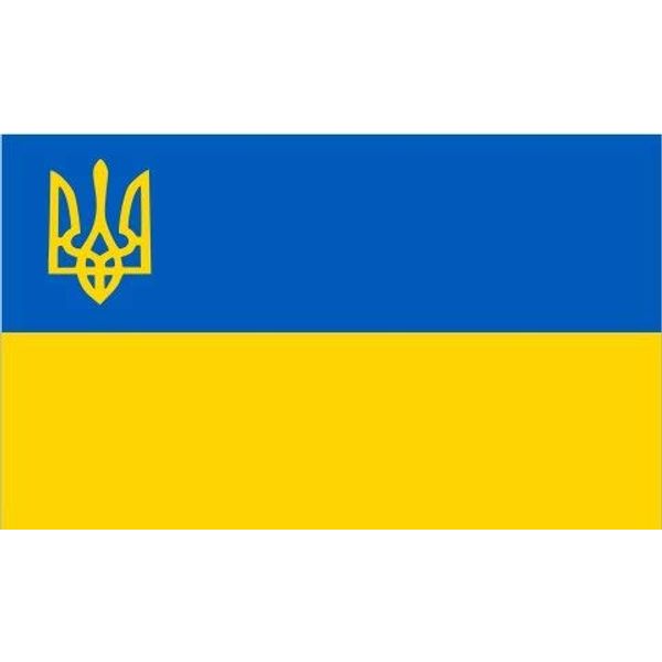 UKRAINE TRIDENT FLAG, 3'X5' УКРАЇНА ПРАПОР Ukrainian banner