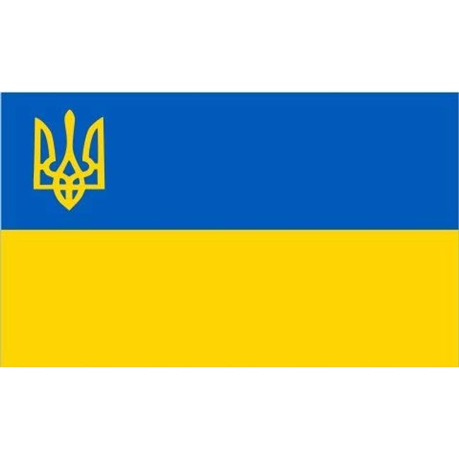 UKRAINE TRIDENT FLAG, 3'X5' УКРАЇНА ПРАПОР Ukrainian banner