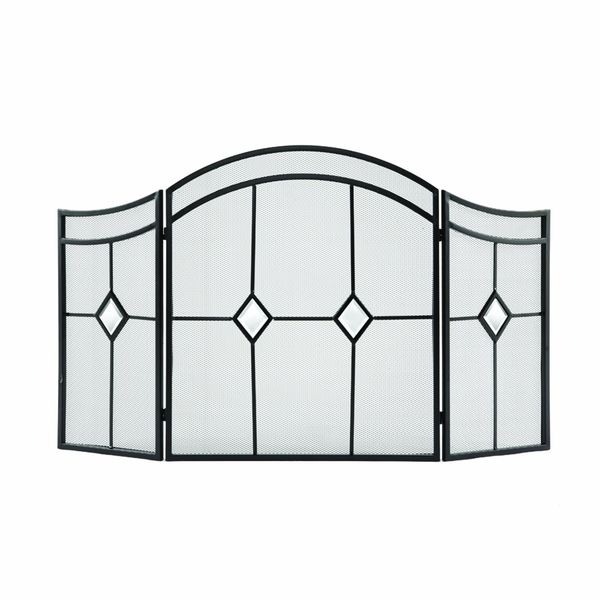 Arched Diamond 3-Panel Fireplace Screen, Espresso Powder Coated