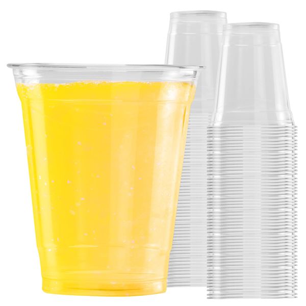 Sabco - 50pcs Milkshake Cups - Smoothie Cups - Clear Plastic Cups - Ideal For Milkshake Frappe Juice Smoothie Cup Boba Cup Iced Tea Coffee Beer Drink Slush - Perfect For Takeaway & Restaurants. (10oz)