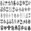 HOWAF 52 Sheets Black Tiny Temporary Tattoos for Women Men Kids Arm Neck Fake Tattoos Waterproof Butterfly Stickers Skull Snake Tattoo Stickers Realistic Temporary Tattoo Sticker Set Body Art Sticker